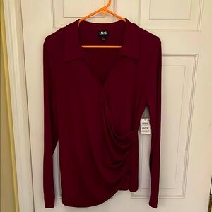 NWT-INC International Concepts Women's Burgundy Top size large